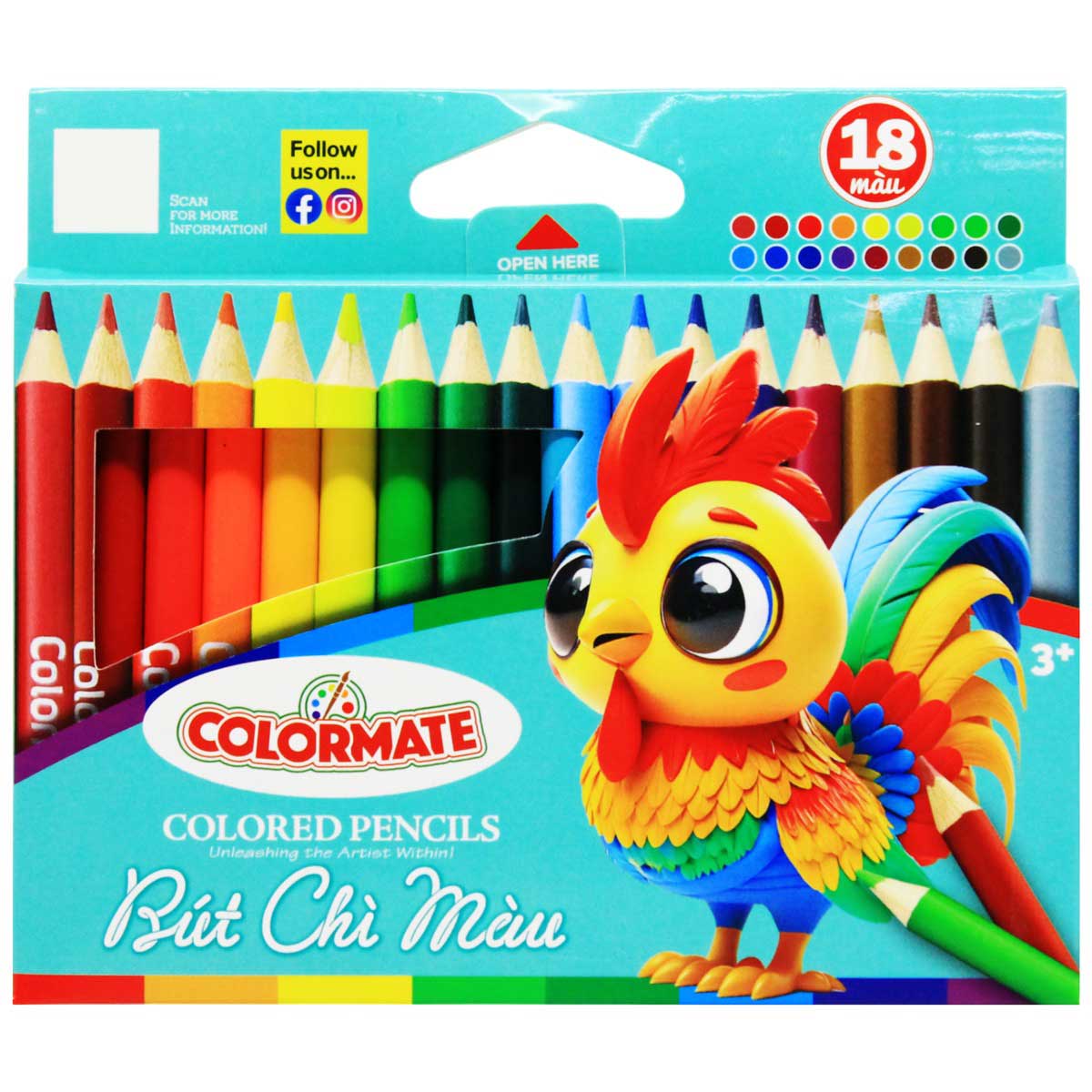 Colormate - Hộp Giấy 18 Cây Bút Chì Màu Ngắn