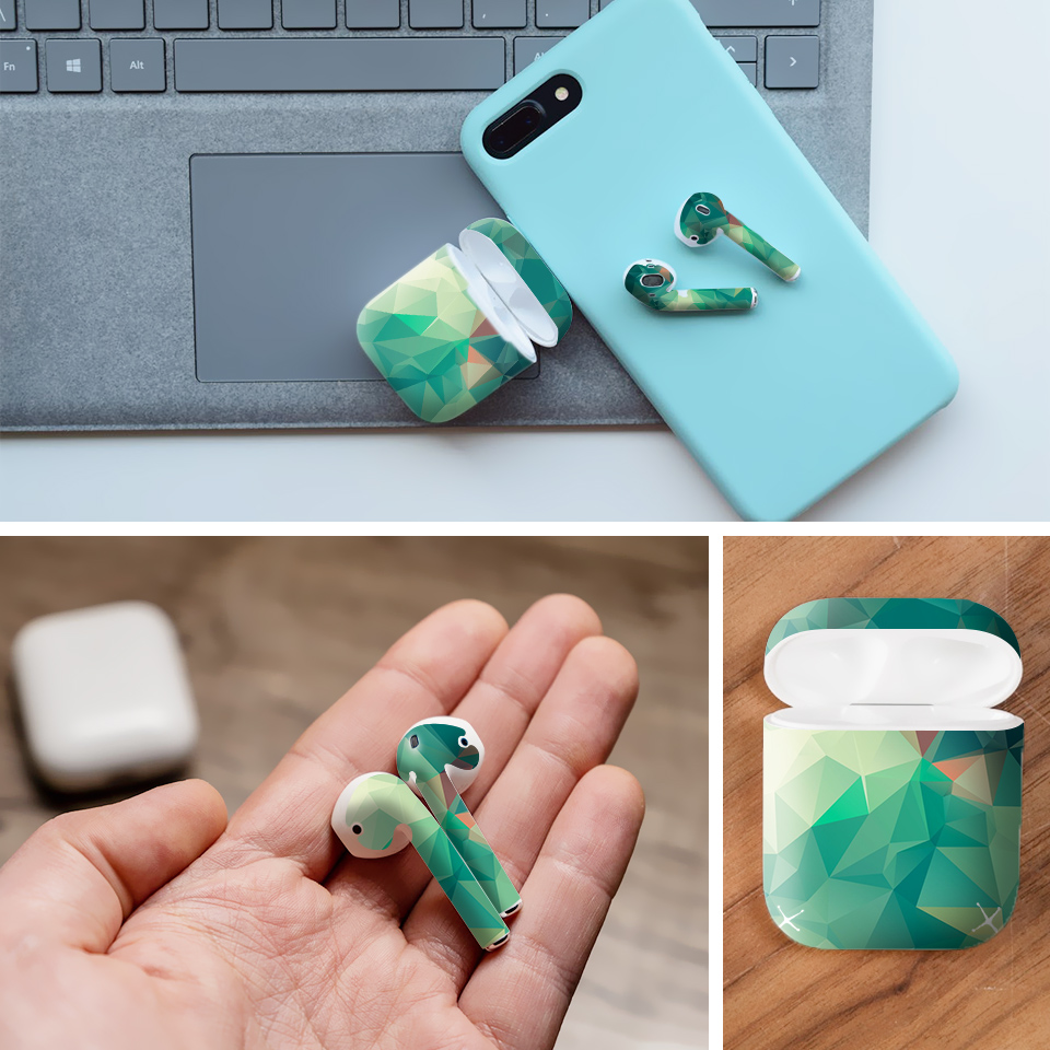 Miếng dán skin chống bẩn cho tai nghe AirPods in hình Vân kim cương - BG0029 (bản không dây 1 và 2)