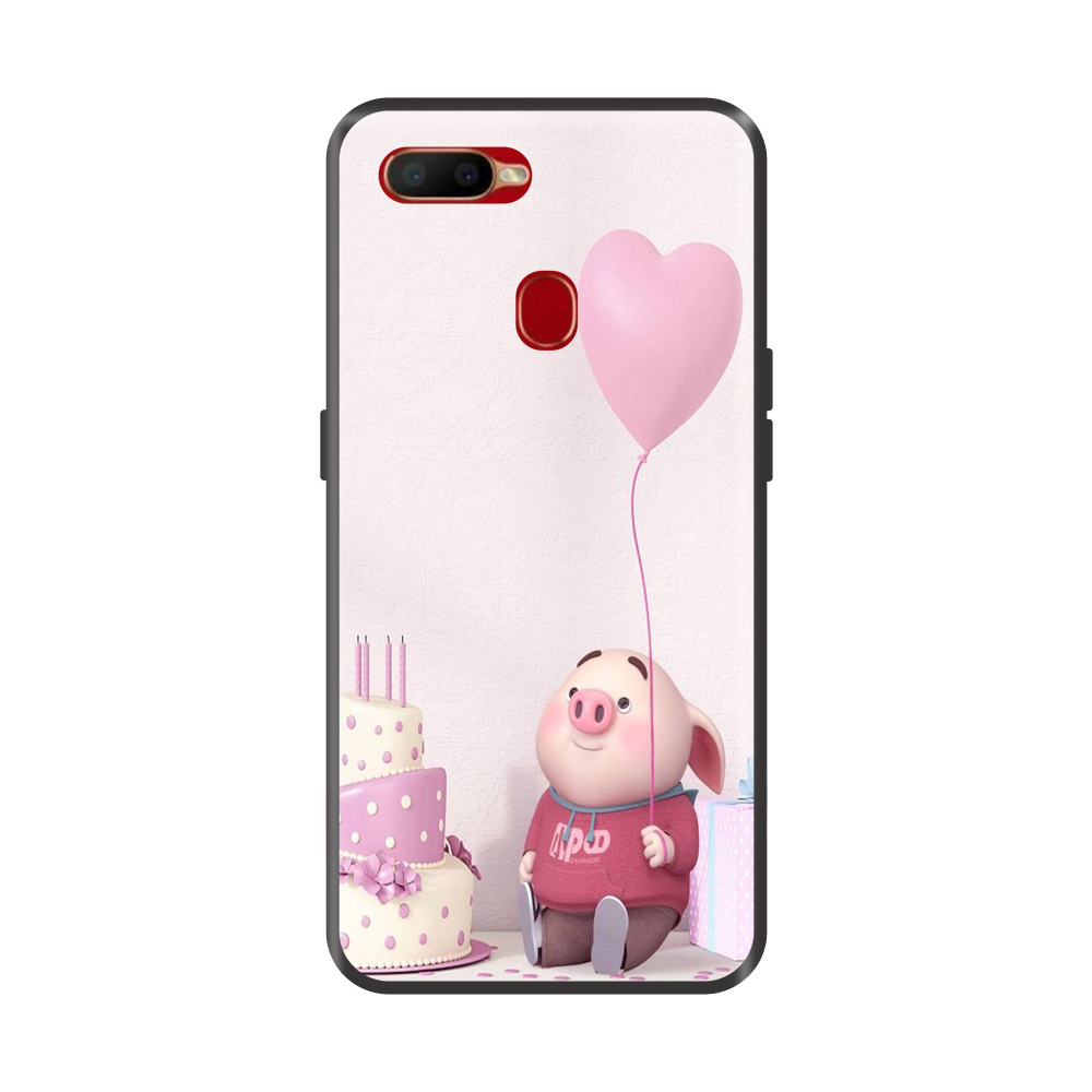 Ốp lưng TPU viền dẻo cho điện thoại OPPO A5S Hình Heo Con Mừng Sinh Nhật