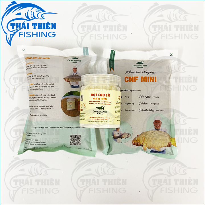 Combo 2 Gói Cám CNF Mini, 1 Hũ Bột Ngũ Vị Hương Chung Nguyễn Fishing Dùng Câu Cá Tổng Hợp Như Chép, Trôi, Trắm, Phi