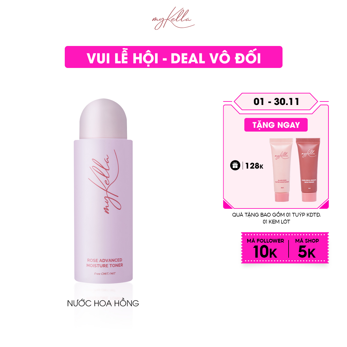 Siêu Combo 3 myKella - Nước Tẩy Trang + Sữa Rửa Mặt + Nước Hoa Hồng