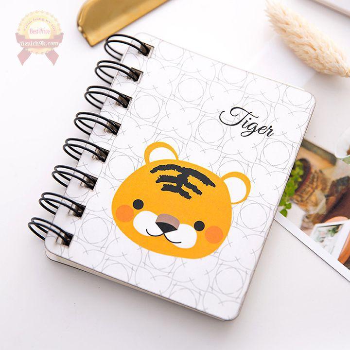 Sổ vẽ ghi chép mini a6 lò xo gáy xoắn 80 trang hình thú cưng cute dễ thương vintage planner