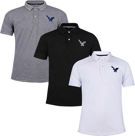 Áo thun polo nam tay lỡ chính hãng dokafashion dáng thể thao nam cao cấp được thêu logo sắc xảo tông màu cơ bản -combo 3 áo xám trắng đen - DBM307