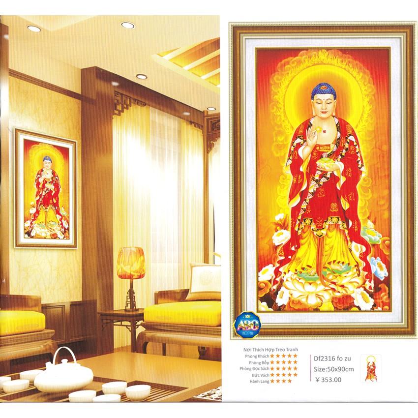 Tranh Đính Đá PHẬT A DI ĐÀ . Kích Thước: 90cm x 50cm