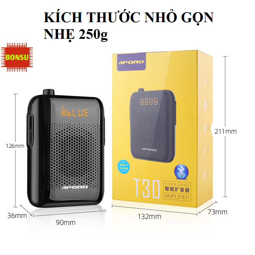 Loa máy trợ giảng Aporo T30 UHF, công suất 20W không dây cao cấp - Hàng chính hãng