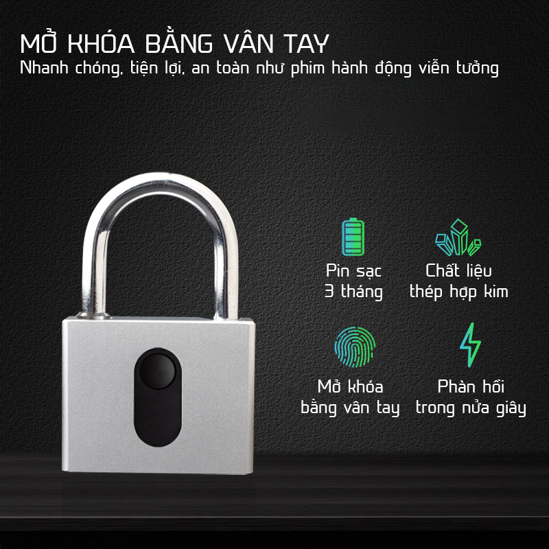 Ổ khóa vân tay cỡ lớn OKLOK GS60F bằng thép không gỉ chống nước chống phá khóa cảm biến 1 chạm