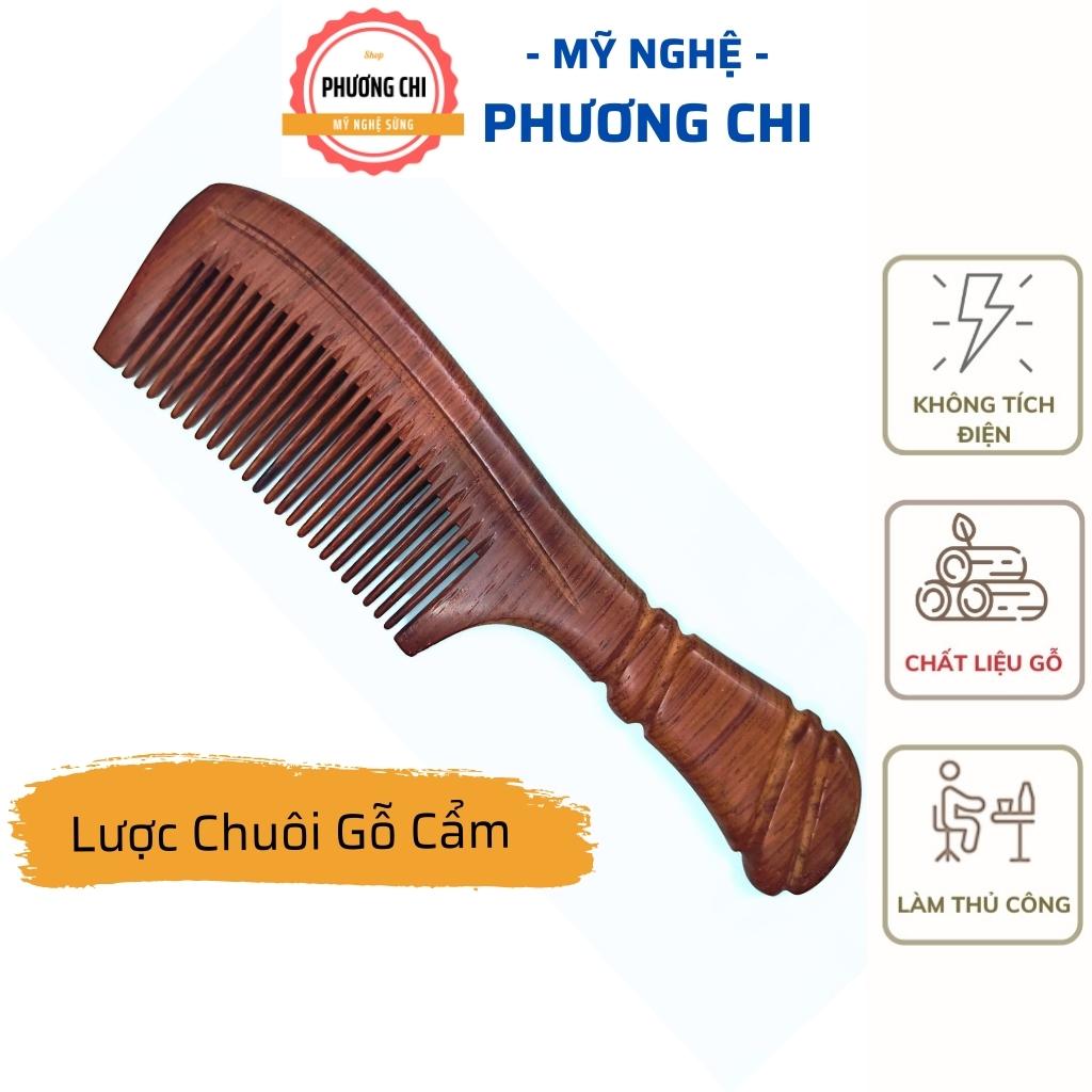 Lược gỗ cẩm dài 19,5cm dùng chải đầu massage, lược chải tóc gỡ rỗi | Mỹ Nghệ Phương Chi