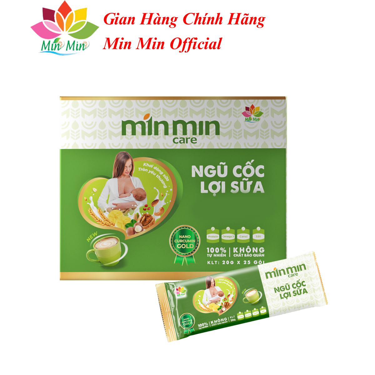 Ngũ Cốc Lợi Sữa Min Min 38 Hạt Nanocurcumin Combo 10 Hộp 5kg