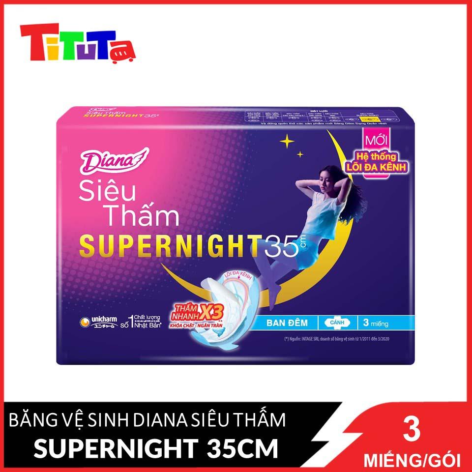 Băng Vệ Sinh Diana Super Night 35cm (Gói 3 Miếng)