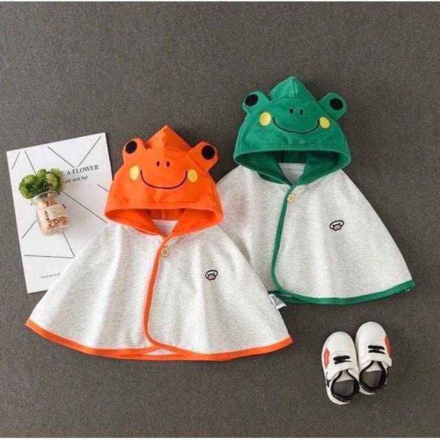 Áo choàng chống nắng cho bé hình con ếch kute, áo chống nắng cotton cho bé trai và bé gái từ 5-18kg