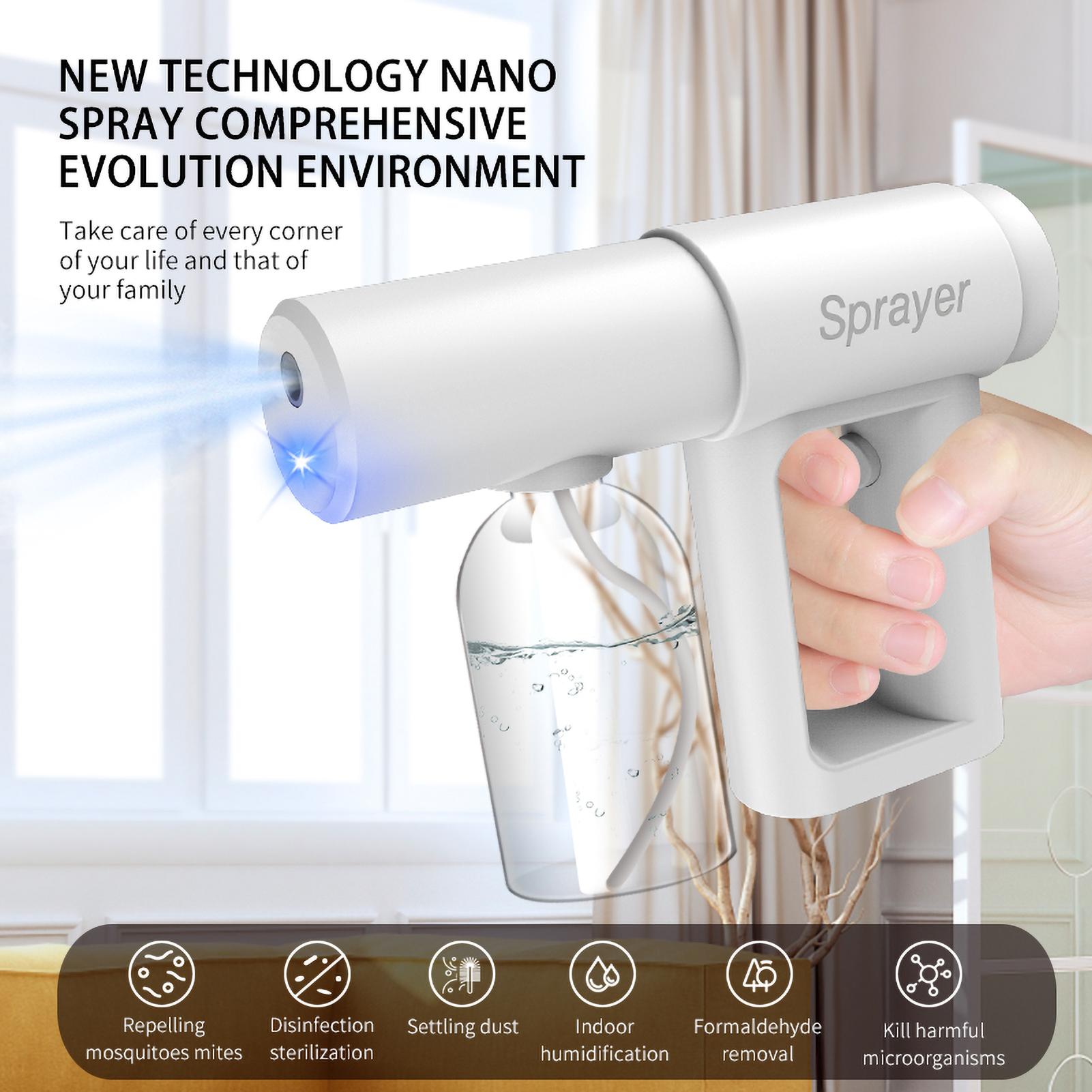 Súng phun tiệt trùng nguyên tử nano 280ml cầm tay sạc USB di động