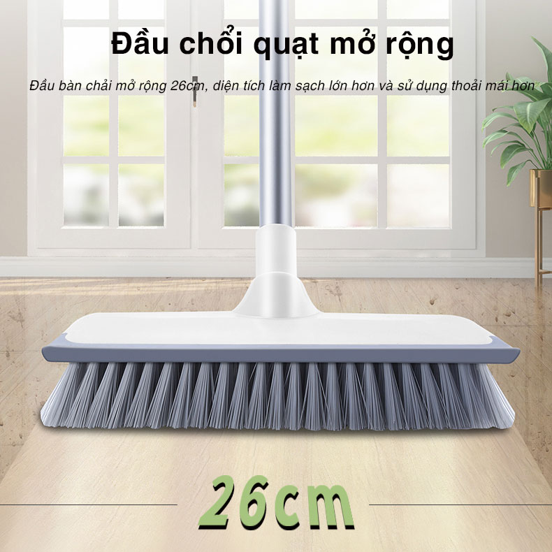 Chổi cọ nhà vệ sinh Kitimop-Z1 bàn chải đa năng cọ sàn và gạt nước, cán nhôm tùy chỉnh độ dài từ 65-115cm