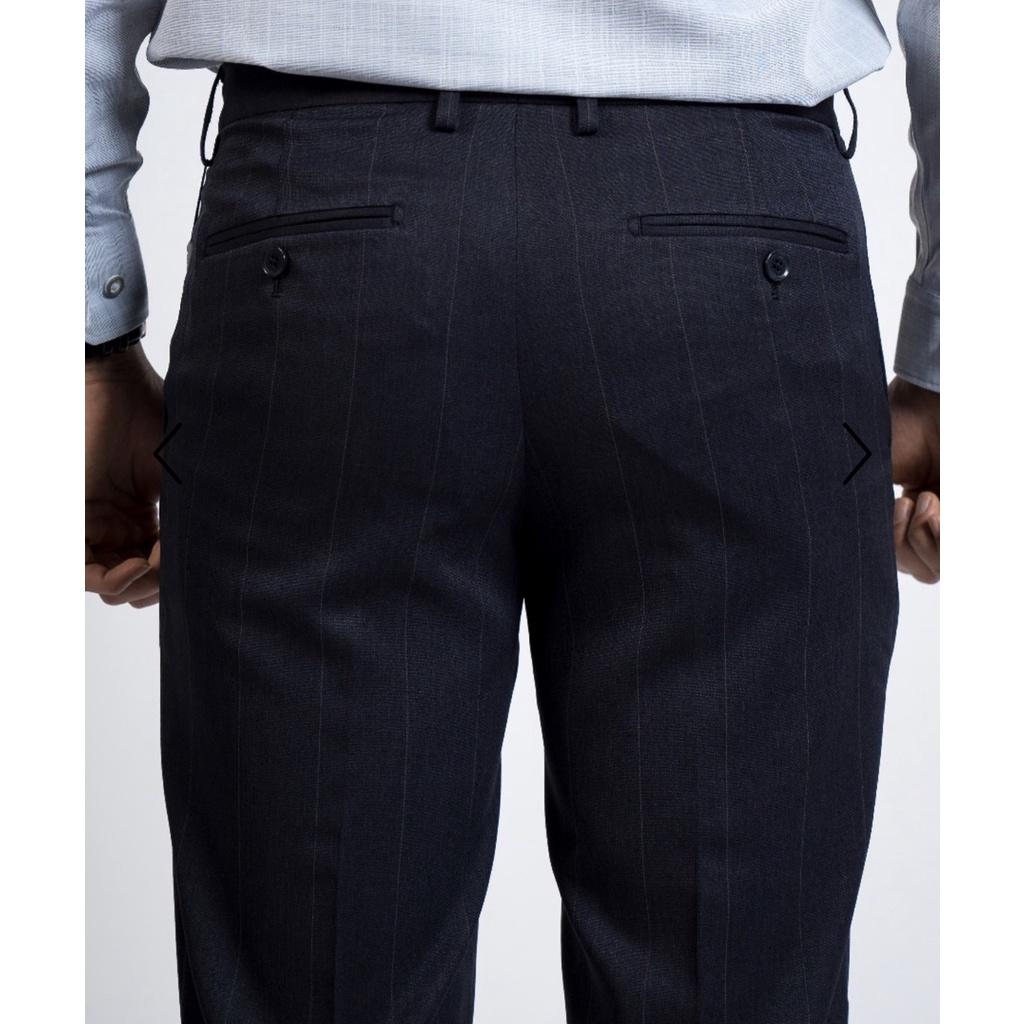 OWEN - Quần âu nam SLIMFIT màu navy kẻ ô chìm 100% Nano co dãn nhẹ 23471 - Quần tây nam