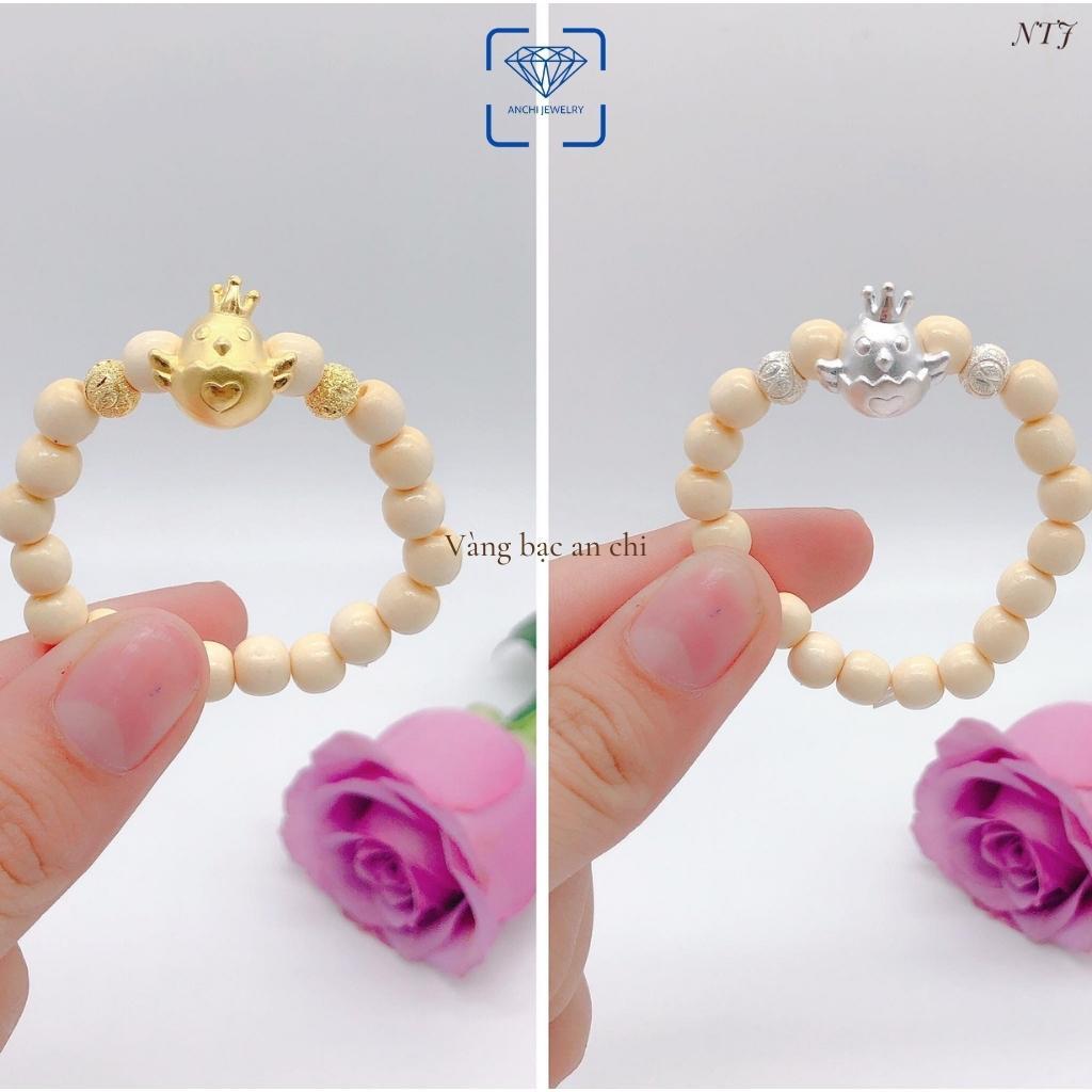 Vòng dâu tằm cho bé sơ sinh, người lớn mix bi và charm 12 con giáp bạc - tùy chọn theo tuổi của bé, trang sức Anchi