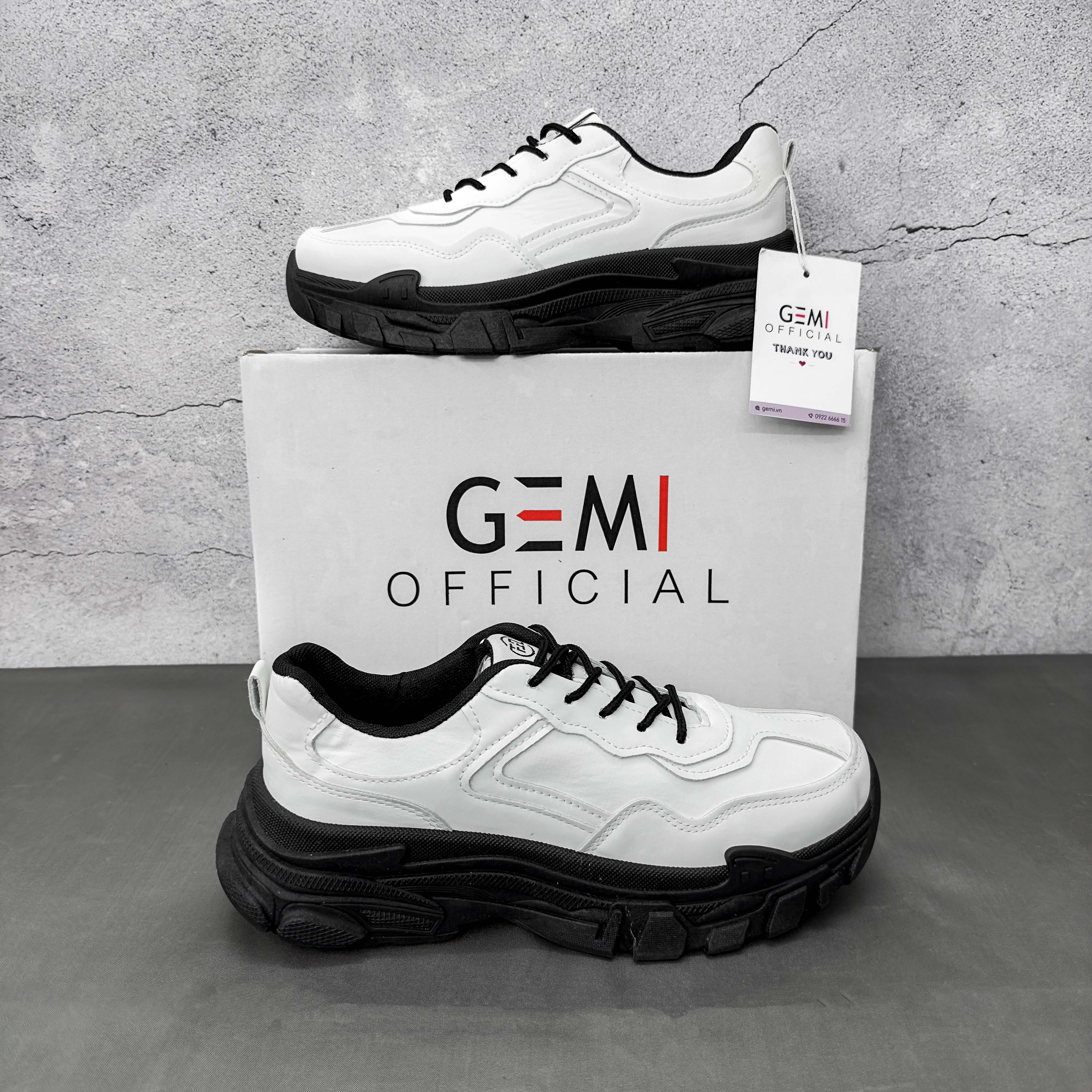 Giày thể thao nữ GEMI - giày ullzzang màu đen- nâu, độn đế tăng chiều cao - M7156