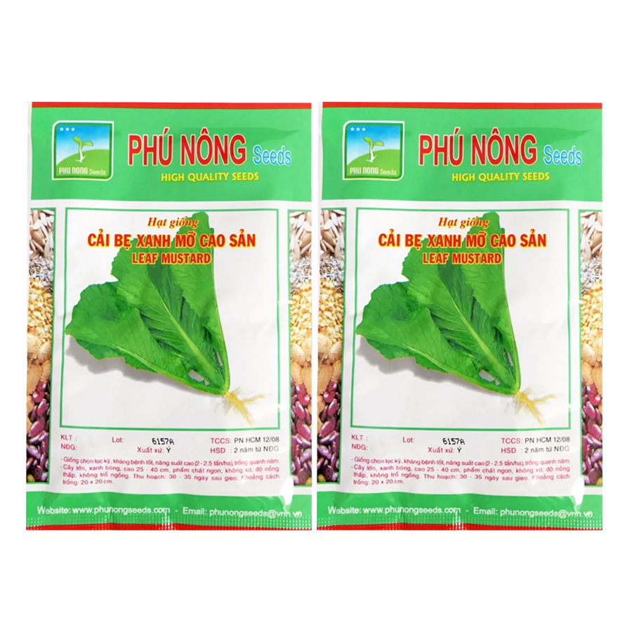 Bộ 2 Gói Hạt Giống Cải Bẹ Xanh Mỡ Cao Sản Phú Nông (20g / Gói)