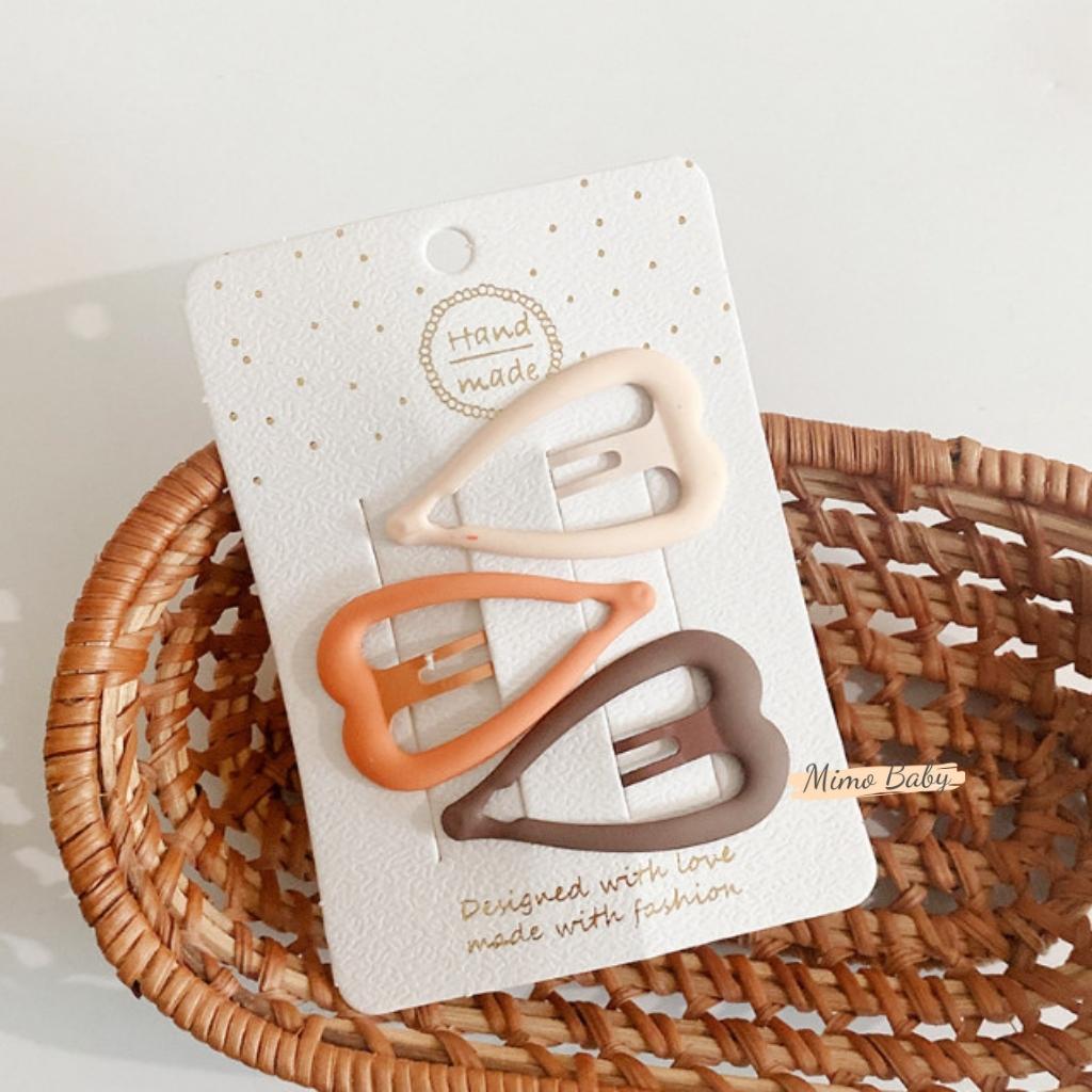 Set 3 kẹp tóc sơn lì phong cách hàn quốc xinh xắn cho bé gái KT31 Mimo Baby