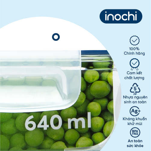 Hộp thuỷ tinh chữ nhật Inochi - Nikko 640 ml