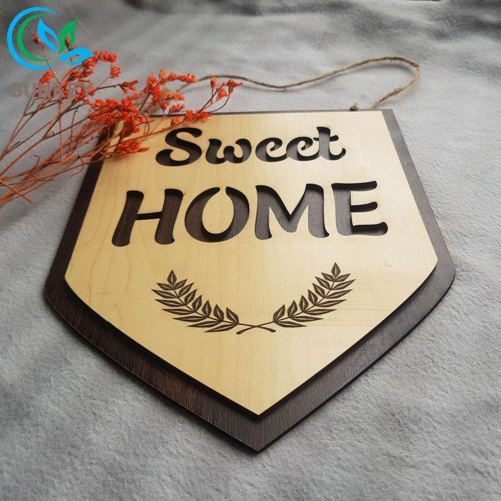 Bảng Gỗ Treo Cửa Sweet Home - Kích Thước 25x15 cm - Chất Liệu Gỗ MDF Nhập Khẩu - Trang Trí Tường