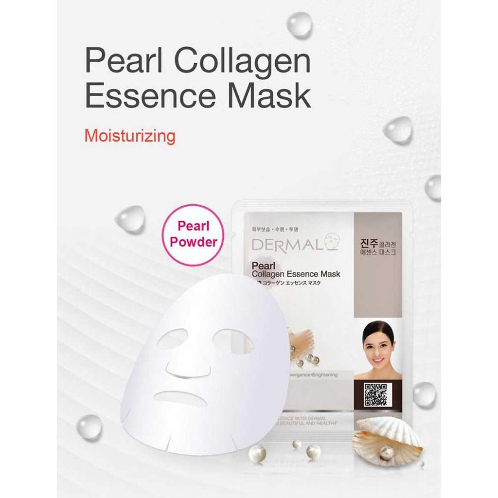 Mặt Nạ Dermal Tinh Chất Ngọc Trai Dưỡng Trắng Da Pearl Collagen Essence Mask 23g - 10 Miếng