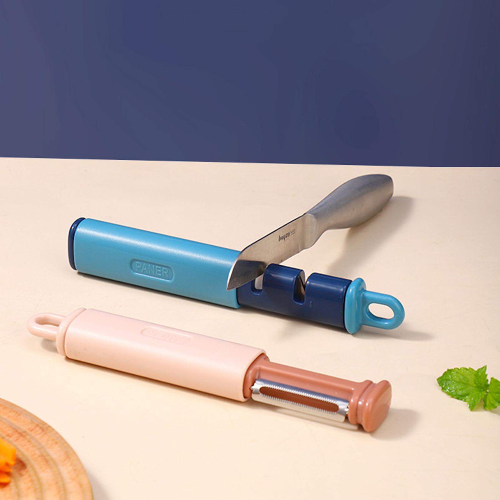 2 In 1 Peeler & Knife Sharpener Multifunctional Vegetable & Fruit Peeler Kitchen Stainless Steel Swivel Peeler