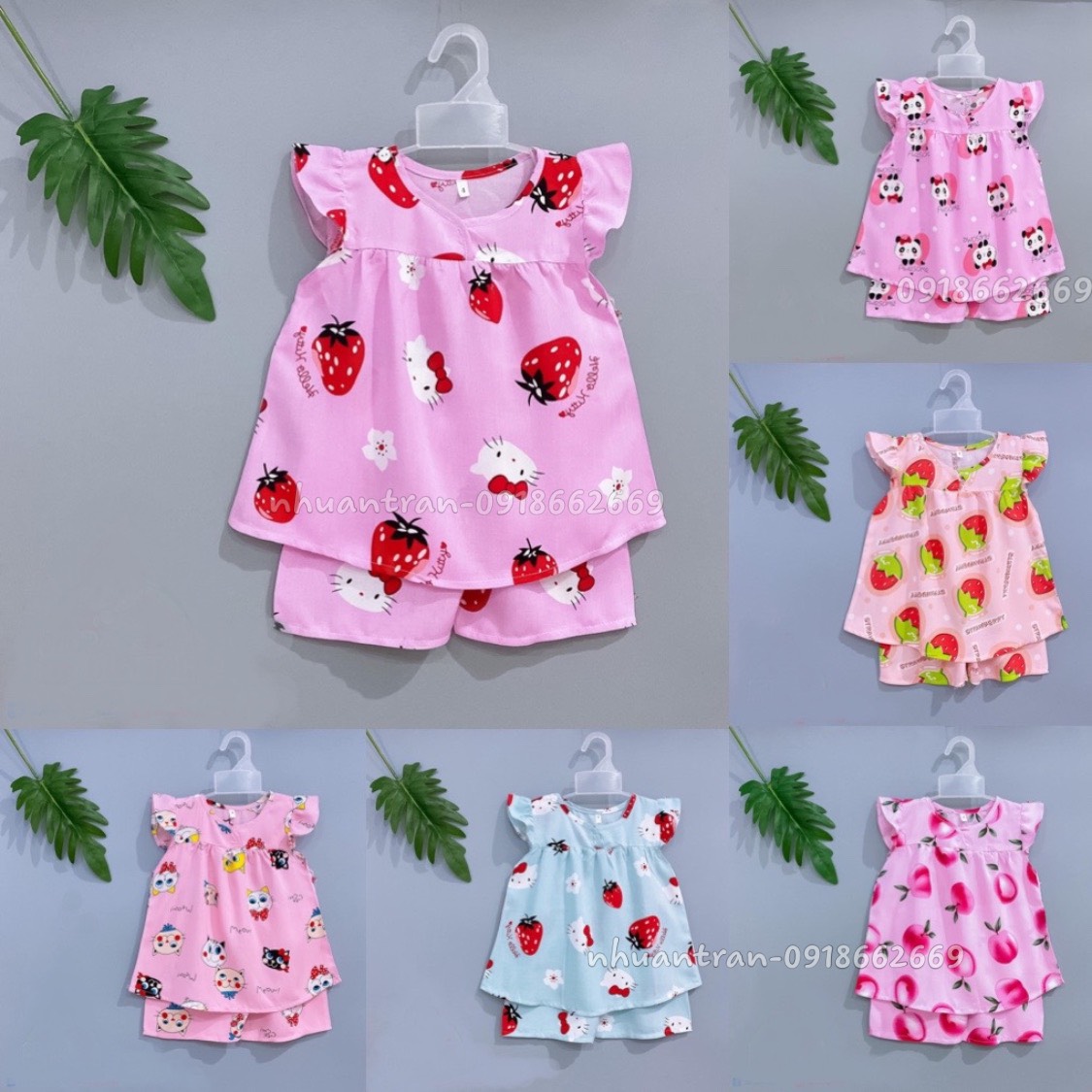Bộ bé gái , vải lanh loại 1 size cho bé 5-20 kg