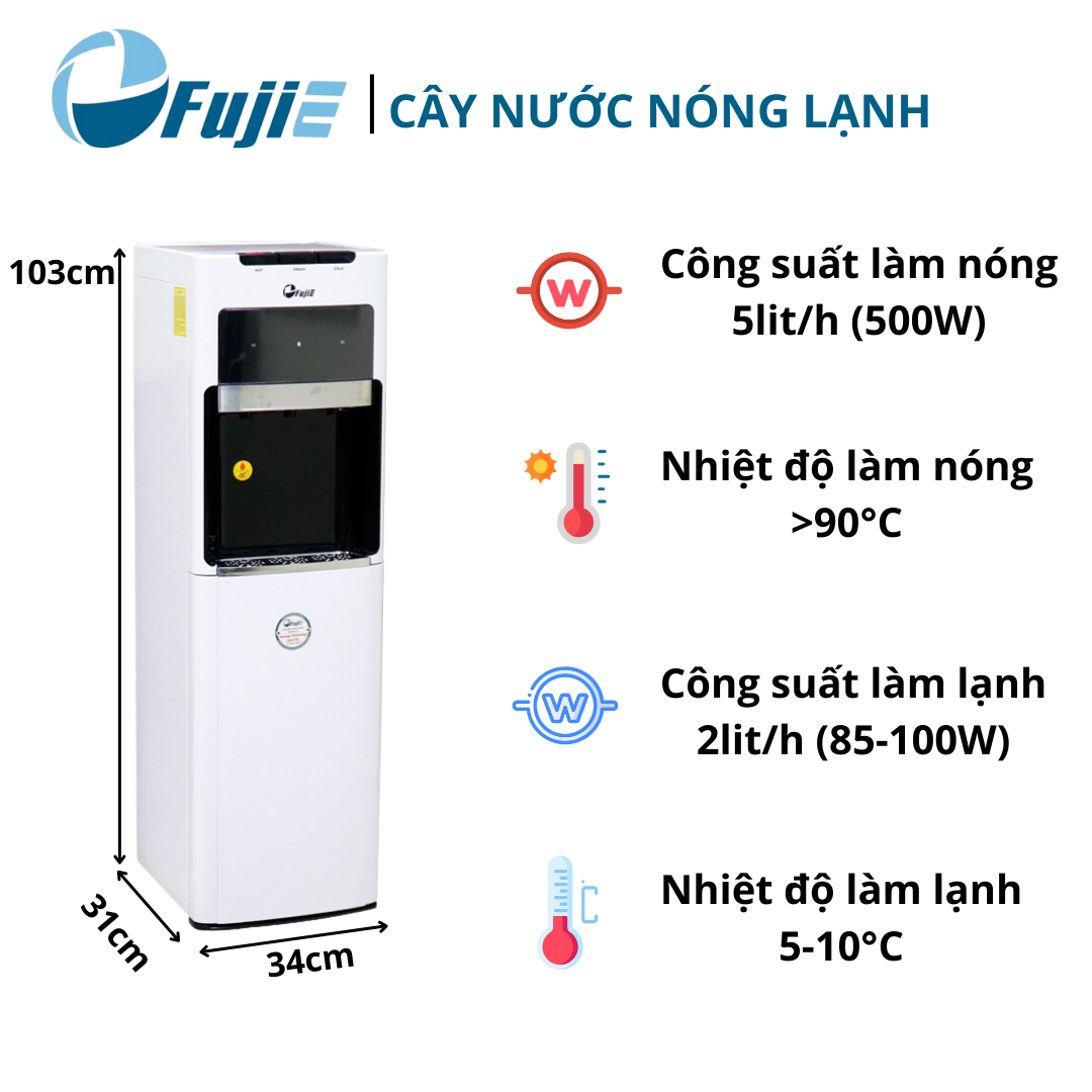 Cây nước nóng lạnh bình âm cao cấp FujiE WD8500C, làm lạnh nhanh bằng block, thiết kế sang trọng - Hàng chính hãng