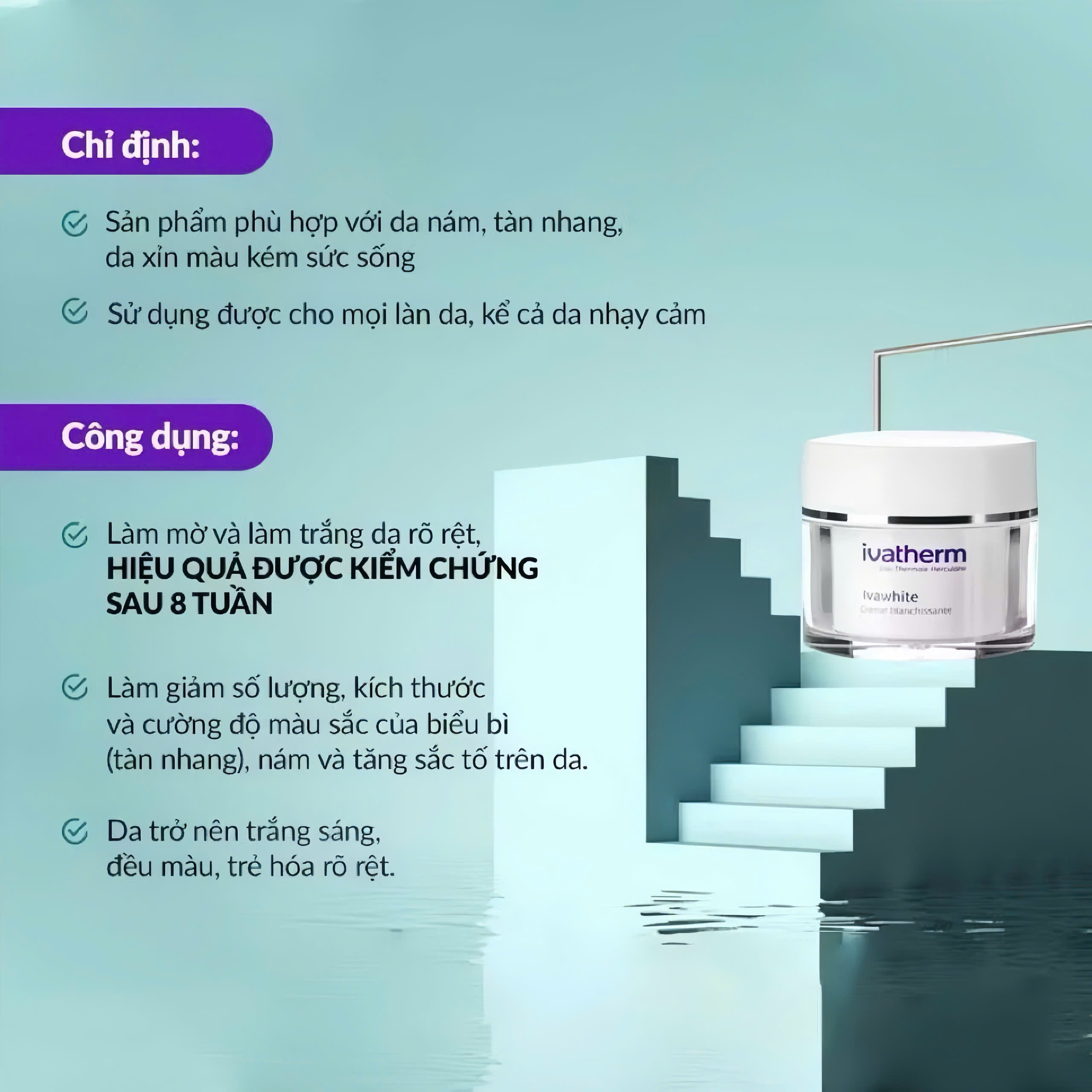 Kem dưỡng giảm nám sáng da Ivawhite Whitening Cream – Ivatherm 50ml