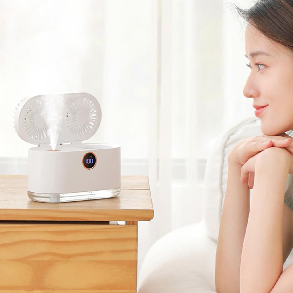 Mini Air Conditioner 3 in 1 Cooling Fan Humidifier Purifier LED Light White