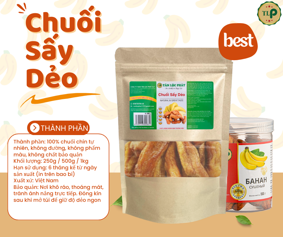 Chuối Sấy Dẻo Tân Lộc Phát | Mềm Dẻo Thơm Ngon