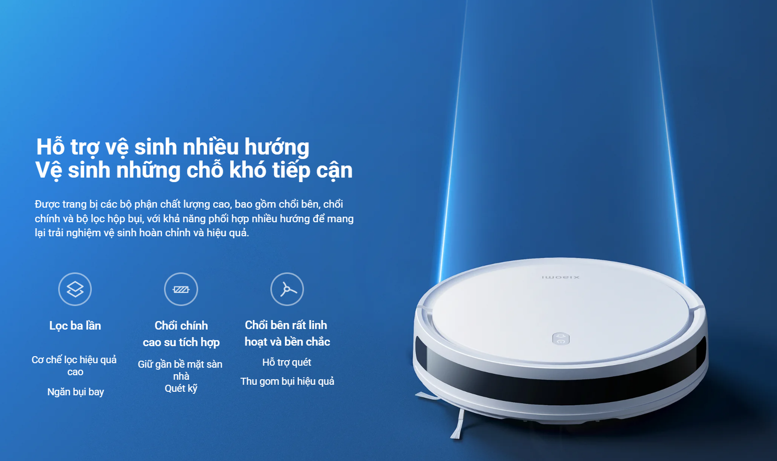 Robot hút bụi lau nhà Xiaomi Robot Vacuum E10 Lực hút 4000Pa Bản quốc tế - Hàng chính hãng