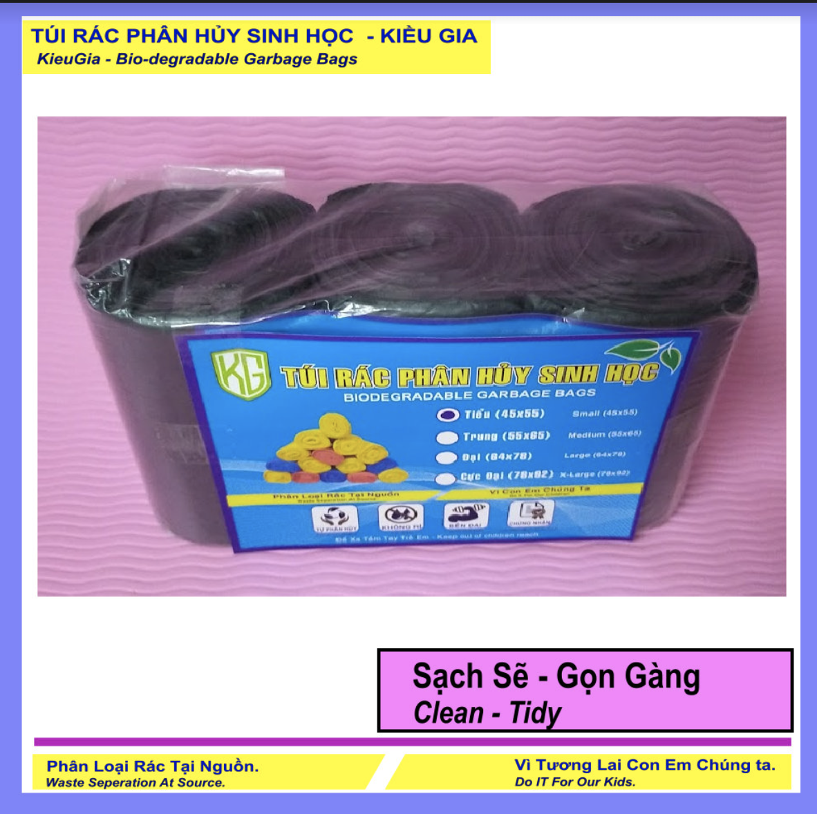 3 cuộn túi đựng rác đen, bao rác tự phân hủy sinh học, Đủ Màu, Đủ Size / 30Rolls of Biodegradable Bin Liner Full Size - Full Color.
