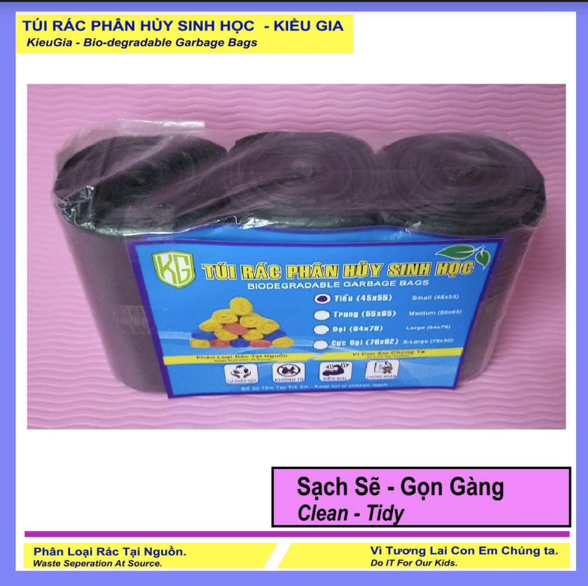 30 cuộn (10 Kí) túi đựng rác đen, bao rác tự phân hủy sinh học, Đủ Màu, Đủ Size / 30 Rolls ( 10 Kí) of Biodegradable Bin Liner (Garbage Bags) Full Size - Full Color