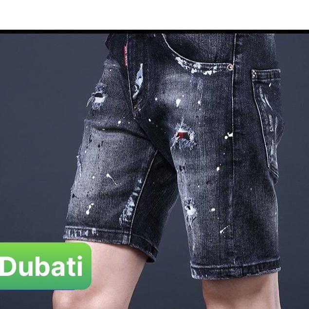 QUẦN SỌT SHORT LỬNG JEAN NAM CHẤT BÒ ĐEN SƠN WASH NHẬT BẢN CAO CẤP- DB-1303- DUBATI FASHION
