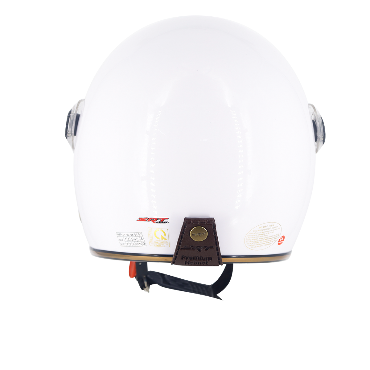 Mũ Bảo Hiểm 3/4 SRT Kính Phủ liền - viền đồng cao cấp - TRNAGWS LÓT XANH