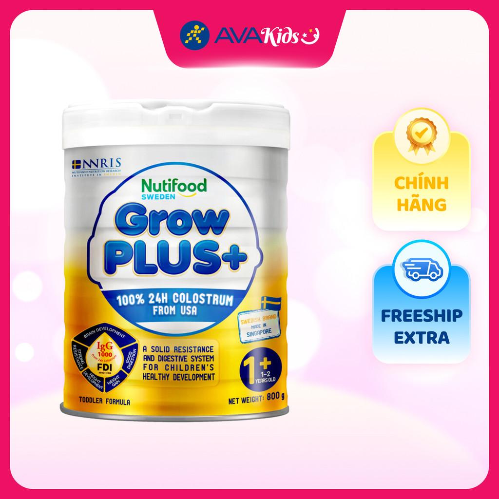 Sữa bột Nutifood GrowPLUS+ vàng 1+ (sữa non) hương vani 800g (1 - 2 tuổi) - Hàng Chính Hãng