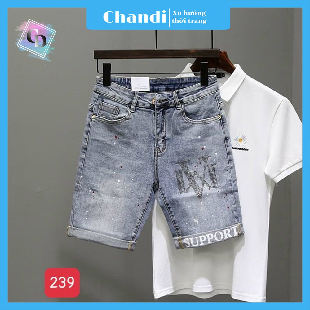 Quần Short Jean Nam co dãn kiểu dáng trẻ trung đơn giản Thương Hiệu Chandi, quần sọt mẫu mới xu hướng 2021 QSJN239