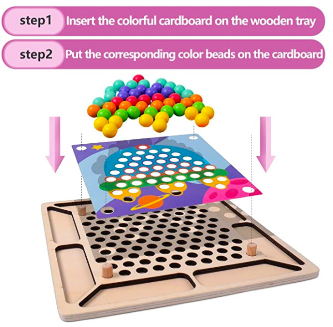 Đồ chơi bằng gỗ Giáo dục Montessori Gắp Bi ghép tranh