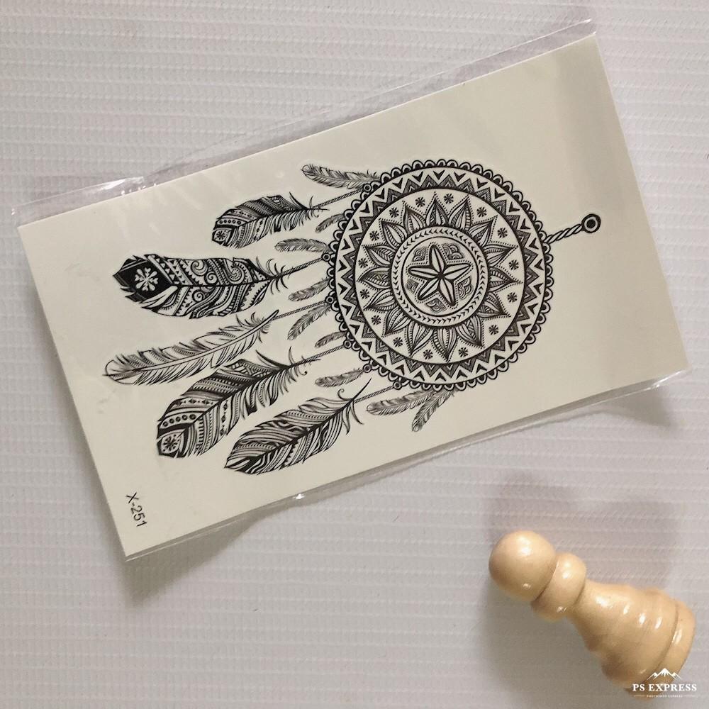 Hình xăm dán dreamcatcher trắng đen 10x6cm- tặng tấm đồng size khi mua từ 5 tấm