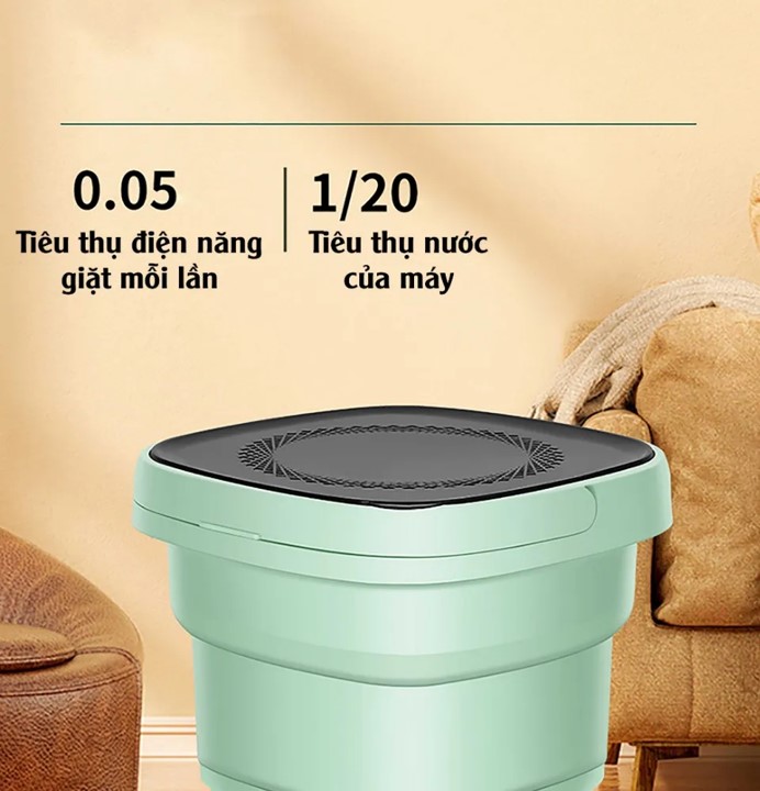 Máy giặt mini TOKORO gấp gọn có tay cầm siêu tiện lợi