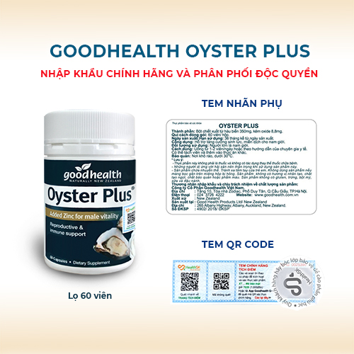 Combo 5 Hộp Tinh Chất Hàu Goodhealth Oyster Plus 60 Viên - Giúp Tăng Cường Sinh Lý - Cải Thiện Chất Lượng Tinh Trùng - Hàng Chính Hãng New Zealand