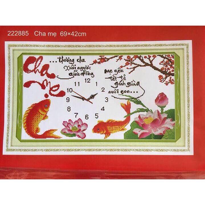 Tranh thêu chữ thập Cha Mẹ 222885-69x42cm