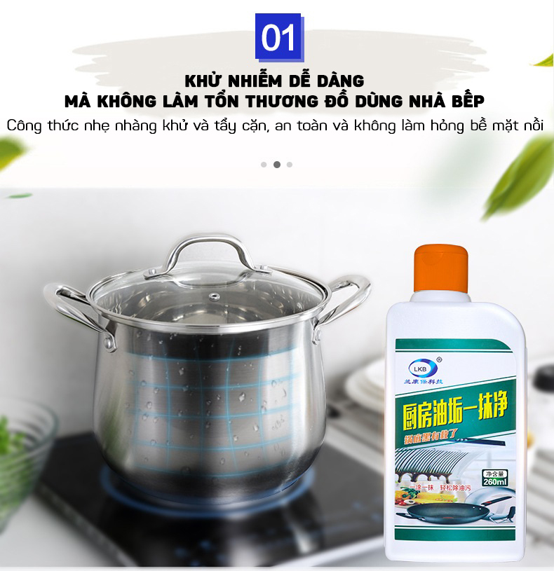 Dung DịchTẩy Dầu Mỡ, Cặn Đen Đáy Nồi, Xoong, Chảo Inox Siêu Sạch LKB 260ML- Hàng Nhập Khẩu