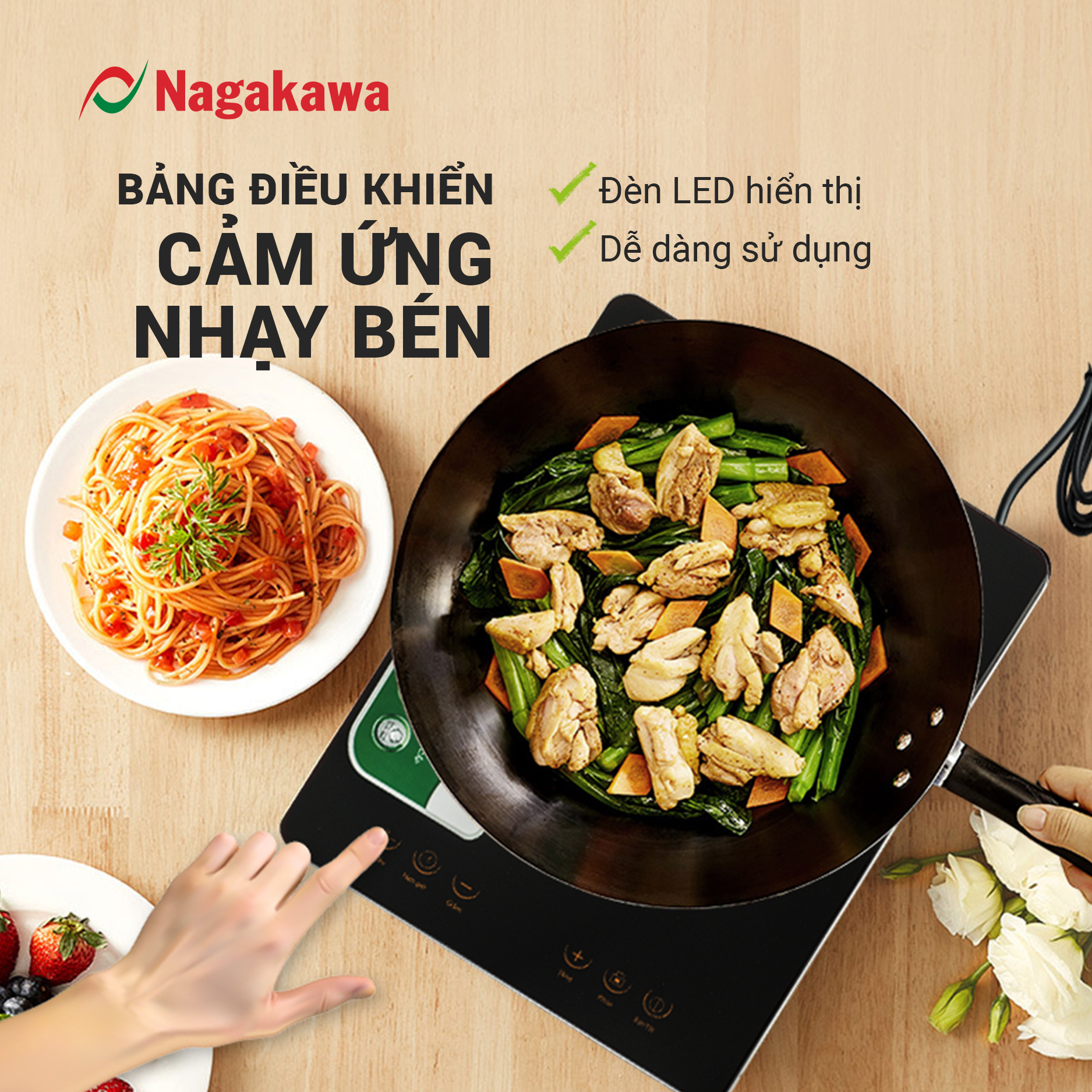 Bếp Từ Đơn Nagakawa NAG0704 (2000W) - Kèm Nồi Lẩu - Hàng Chính Hãng