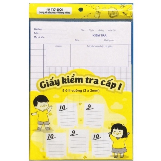 Giấy kiểm tra cấp 1 (5 ô li vuông,15 tờ đôi) ND