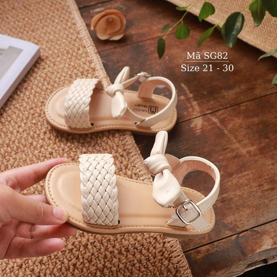 Sandal bé gái 1 2 3 4 5 tuổi NHÍM SHOP quai ngang tết sam điệu đà 3 màu hồng đen trắng thời trang phong cách Hàn Quốc phù hợp cho trẻ em nữ mang đi học đi biển dạo phố sành điệu và dễ thương SG82