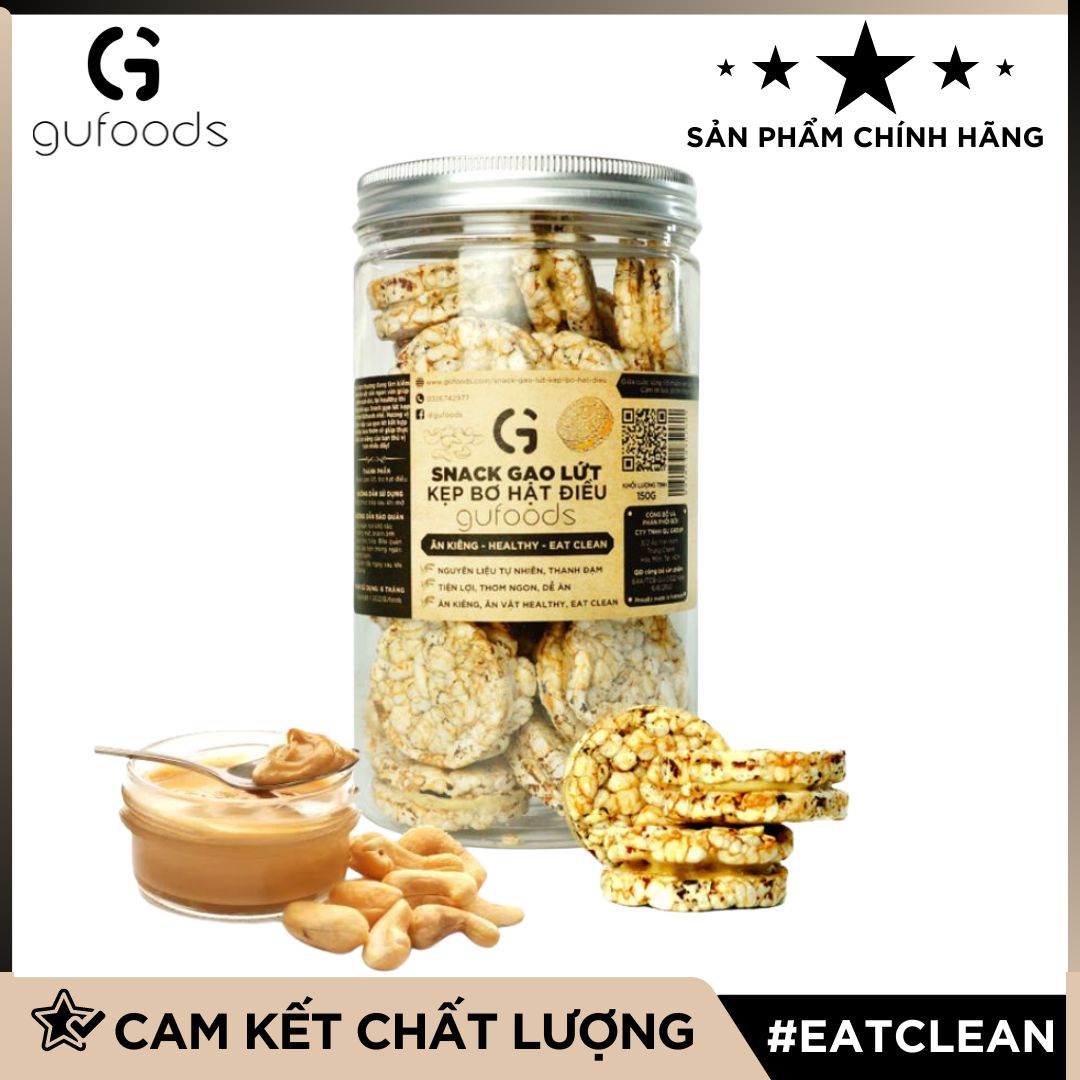 Snack gạo lứt kẹp bơ hạt GUfoods (bơ điều / bơ đậu phộng) - Ăn kiêng, Ăn vặt healthy, Lành mạnh, Eat clean, Thực dưỡng