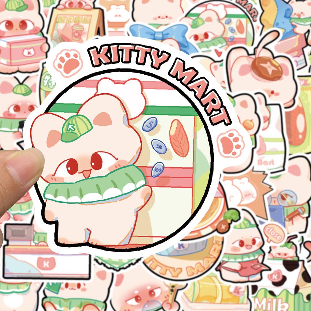 Sticker mèo kittymart hoạt hình cute trang trí mũ bảo hiểm, guitar, ukulele, điện thoại, sổ tay, laptop-mẫu S56