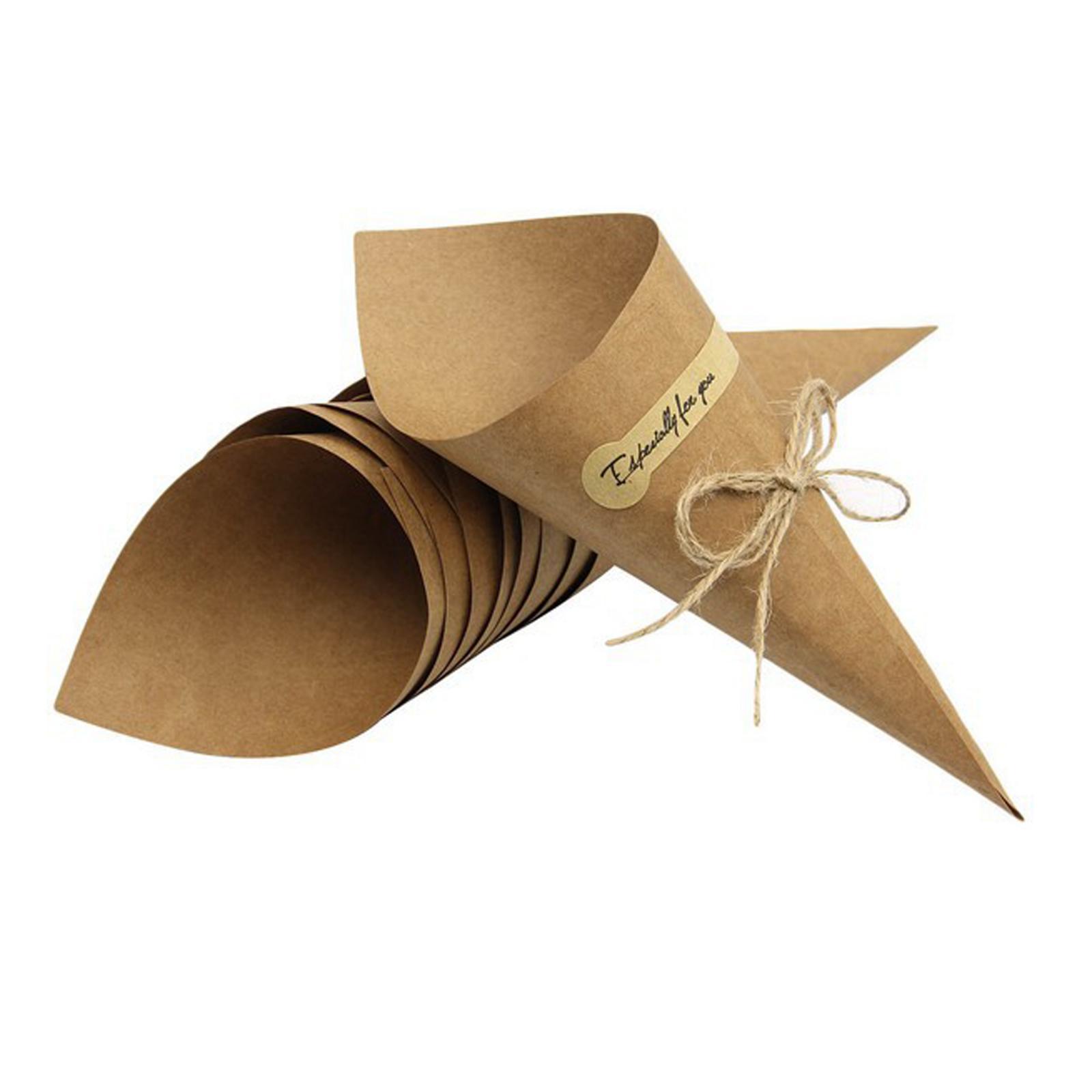50Pieces Confetti Cones Wedding Cones Paper Cones for Wedding Party Brown