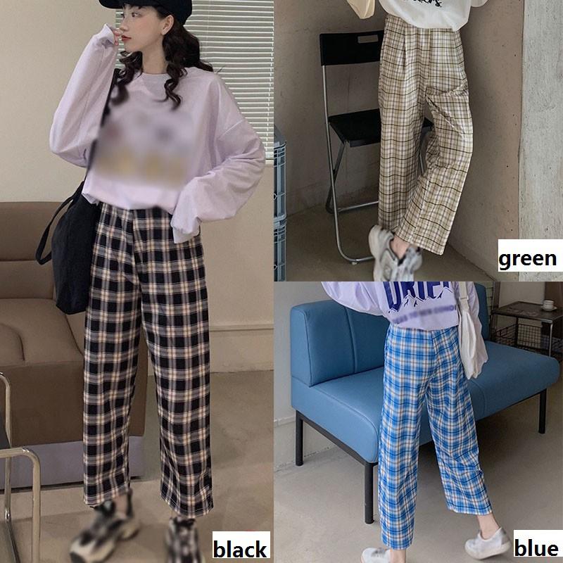 Quần Lửng Ống Rộng Họa Tiết Ca Rô Trẻ Trung Dành Cho Nữ